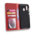 Magnetic Buckle Retro Crazy Horse Texture Horizontal Flip Leather Case for Galaxy A20e, with Holder & Card Slots & Photo Frame(Red)