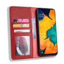 Magnetic Buckle Retro Crazy Horse Texture Horizontal Flip Leather Case for Galaxy A20e, with Holder & Card Slots & Photo Frame(Red)