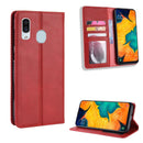 Magnetic Buckle Retro Crazy Horse Texture Horizontal Flip Leather Case for Galaxy A20e, with Holder & Card Slots & Photo Frame(Red)