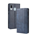 Magnetic Buckle Retro Crazy Horse Texture Horizontal Flip Leather Case for Galaxy A20e, with Holder & Card Slots & Photo Frame(Blue)