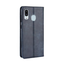Magnetic Buckle Retro Crazy Horse Texture Horizontal Flip Leather Case for Galaxy A20e, with Holder & Card Slots & Photo Frame(Blue)