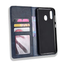Magnetic Buckle Retro Crazy Horse Texture Horizontal Flip Leather Case for Galaxy A20e, with Holder & Card Slots & Photo Frame(Blue)