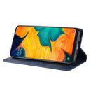 Magnetic Buckle Retro Crazy Horse Texture Horizontal Flip Leather Case for Galaxy A20e, with Holder & Card Slots & Photo Frame(Blue)