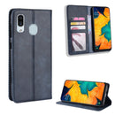 Magnetic Buckle Retro Crazy Horse Texture Horizontal Flip Leather Case for Galaxy A20e, with Holder & Card Slots & Photo Frame(Blue)