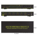 Ultra HD 4K*2K 6x2 HDMI Matrix with HIFI Stereo Sound Output SPDIF HDMI Switcher