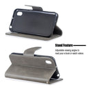 Retro Lambskin Texture Pure Color Horizontal Flip PU Leather Case for Huawei Y5 2019 & Honor 8s, with Holder & Card Slots & Wallet & Lanyard(Grey)
