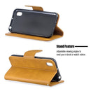 Retro Lambskin Texture Pure Color Horizontal Flip PU Leather Case for Huawei Y5 2019 & Honor 8s, with Holder & Card Slots & Wallet & Lanyard(Yellow)
