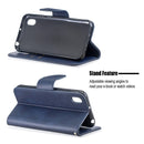 Retro Lambskin Texture Pure Color Horizontal Flip PU Leather Case for Huawei Y5 2019 & Honor 8s, with Holder & Card Slots & Wallet & Lanyard(Blue)