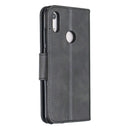 Retro Lambskin Texture Pure Color Horizontal Flip PU Leather Case for for Huawei Y6 2019 & Y6 Pro 2019, with Holder & Card Slots & Wallet & Lanyard(Black)