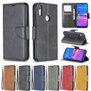 Retro Lambskin Texture Pure Color Horizontal Flip PU Leather Case for for Huawei Y6 2019 & Y6 Pro 2019, with Holder & Card Slots & Wallet & Lanyard(Red)