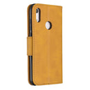 Retro Lambskin Texture Pure Color Horizontal Flip PU Leather Case for for Huawei Y6 2019 & Y6 Pro 2019, with Holder & Card Slots & Wallet & Lanyard(Yellow)