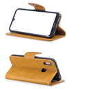 Retro Lambskin Texture Pure Color Horizontal Flip PU Leather Case for for Huawei Y6 2019 & Y6 Pro 2019, with Holder & Card Slots & Wallet & Lanyard(Yellow)
