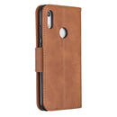 Retro Lambskin Texture Pure Color Horizontal Flip PU Leather Case for for Huawei Y6 2019 & Y6 Pro 2019, with Holder & Card Slots & Wallet & Lanyard(Brown)