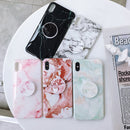 Marble Anti-drop TPU Protection Back Cover for iPhone XS Max, with Folding Holder(Rainbow)