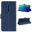 Dual-side Magnetic Buckle Horizontal Flip Leather Case for OPPO Reno 10x Zoom, with Holder & Card Slots & Wallet & Photo Frame(Dark Blue)