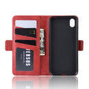 Dual-side Magnetic Buckle Horizontal Flip Leather Case for Huawei Y5 2019, with Holder & Card Slots & Wallet & Photo Frame(Red)
