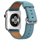 Classic Button Leather Wrist Strap Watch Band for Apple Watch Series 3 & 2 & 1 38mm(Light Blue)