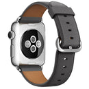 Classic Button Leather Wrist Strap Watch Band for Apple Watch Series 3 & 2 & 1 38mm(Gray)