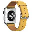 Classic Button Leather Wrist Strap Watch Band for Apple Watch Series 3 & 2 & 1 38mm(Yellow)