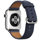 Classic Button Leather Wrist Strap Watch Band for Apple Watch Series 3 & 2 & 1 38mm(Midnight Blue)