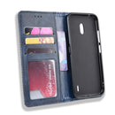 Magnetic Buckle Retro Crazy Horse Texture Horizontal Flip Leather Case for Nokia 2.2, with Holder & Card Slots & Photo Frame(Blue)