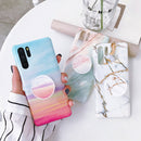 Glossy Marble Folding Bracket Anti-drop TPU Case for Huawei P30 Pro(Z7)