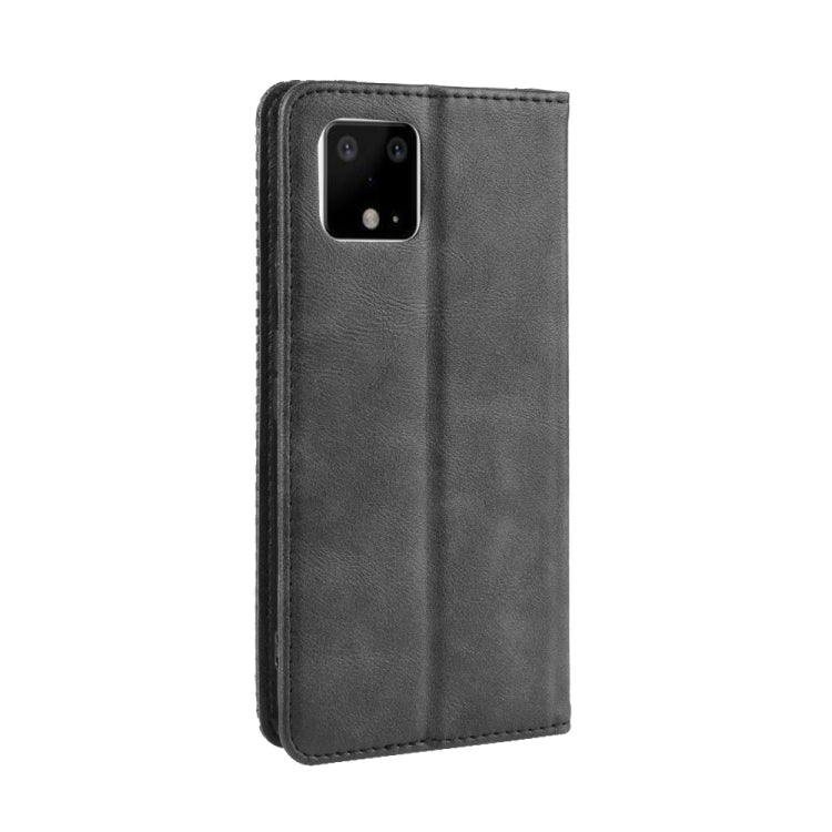Magnetic Buckle Retro Crazy Horse Texture Horizontal Flip Leather Case for Google Pixel 4 , with Holder & Card Slots & Photo Frame(Black)