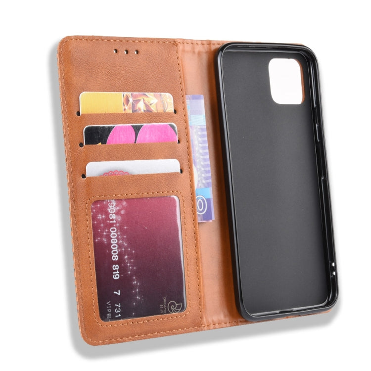 Magnetic Buckle Retro Crazy Horse Texture Horizontal Flip Leather Case for Google Pixel 4 , with Holder & Card Slots & Photo Frame(Brown)