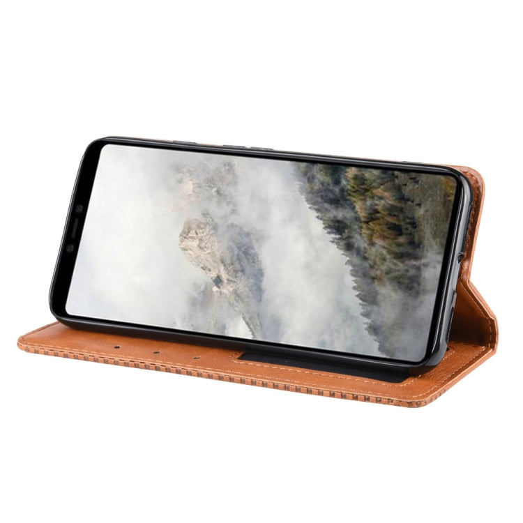 Magnetic Buckle Retro Crazy Horse Texture Horizontal Flip Leather Case for Google Pixel 4 , with Holder & Card Slots & Photo Frame(Brown)