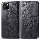 Butterfly Love Flowers Embossing Horizontal Flip Leather Case for iPhone 11, with Holder & Card Slots & Wallet & Lanyard(Black)