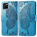 Butterfly Love Flowers Embossing Horizontal Flip Leather Case for iPhone 11, with Holder & Card Slots & Wallet & Lanyard(Blue)