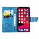 Butterfly Love Flowers Embossing Horizontal Flip Leather Case for iPhone 11, with Holder & Card Slots & Wallet & Lanyard(Blue)