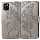 Butterfly Love Flowers Embossing Horizontal Flip Leather Case for iPhone 11, with Holder & Card Slots & Wallet & Lanyard(Gray)