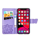 Butterfly Love Flowers Embossing Horizontal Flip Leather Case for iPhone 11, with Holder & Card Slots & Wallet & Lanyard(Light purple)