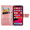 Butterfly Love Flowers Embossing Horizontal Flip Leather Case for iPhone 11, with Holder & Card Slots & Wallet & Lanyard(Rose gold)