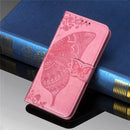 Butterfly Love Flowers Embossing Horizontal Flip Leather Case for iPhone 11, with Holder & Card Slots & Wallet & Lanyard(Pink)