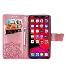 Butterfly Love Flowers Embossing Horizontal Flip Leather Case for iPhone 11, with Holder & Card Slots & Wallet & Lanyard(Pink)