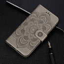 Mandala Embossing Pattern Horizontal Flip Leather Case for iPhone 11, with Holder & Card Slots & Wallet & Photo Frame & Lanyard(Gray)