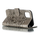 Mandala Embossing Pattern Horizontal Flip Leather Case for iPhone 11, with Holder & Card Slots & Wallet & Photo Frame & Lanyard(Gray)