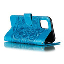 Mandala Embossing Pattern Horizontal Flip Leather Case for iPhone 11, with Holder & Card Slots & Wallet & Photo Frame & Lanyard(Blue)