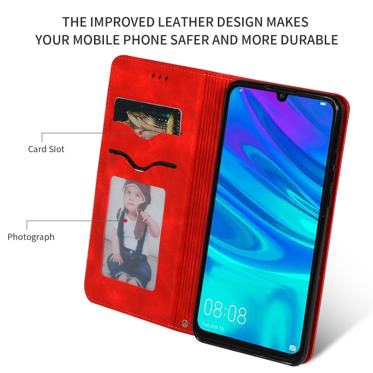 Retro Skin Feel Business Magnetic Horizontal Flip Leather Case for Huawei P Smart 2019 & P Smart Plus 2019 (Red)