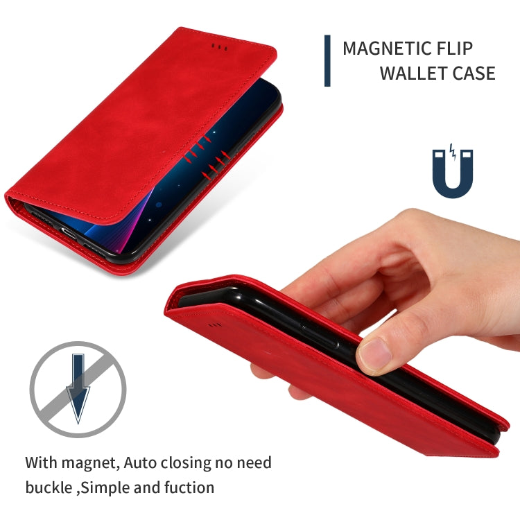 Retro Skin Feel Business Magnetic Horizontal Flip Leather Case for Huawei P Smart 2019 & P Smart Plus 2019 (Red)