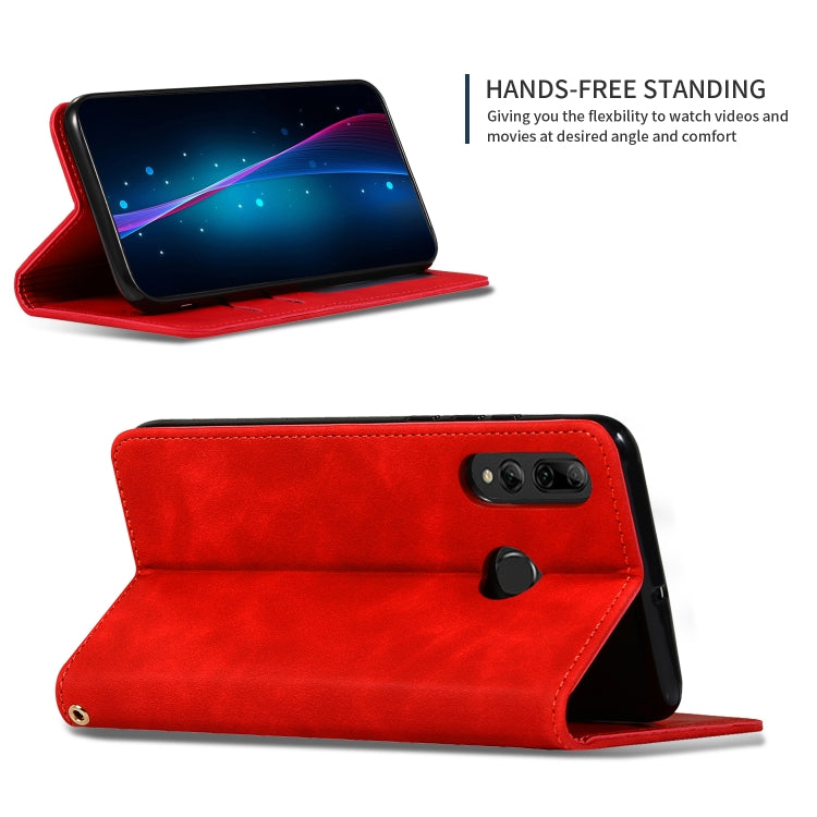 Retro Skin Feel Business Magnetic Horizontal Flip Leather Case for Huawei P Smart 2019 & P Smart Plus 2019 (Red)