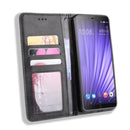 Magnetic Buckle Retro Crazy Horse Texture Horizontal Flip Leather Case for HTC U19E , with Holder & Card Slots & Photo Frame(Black)