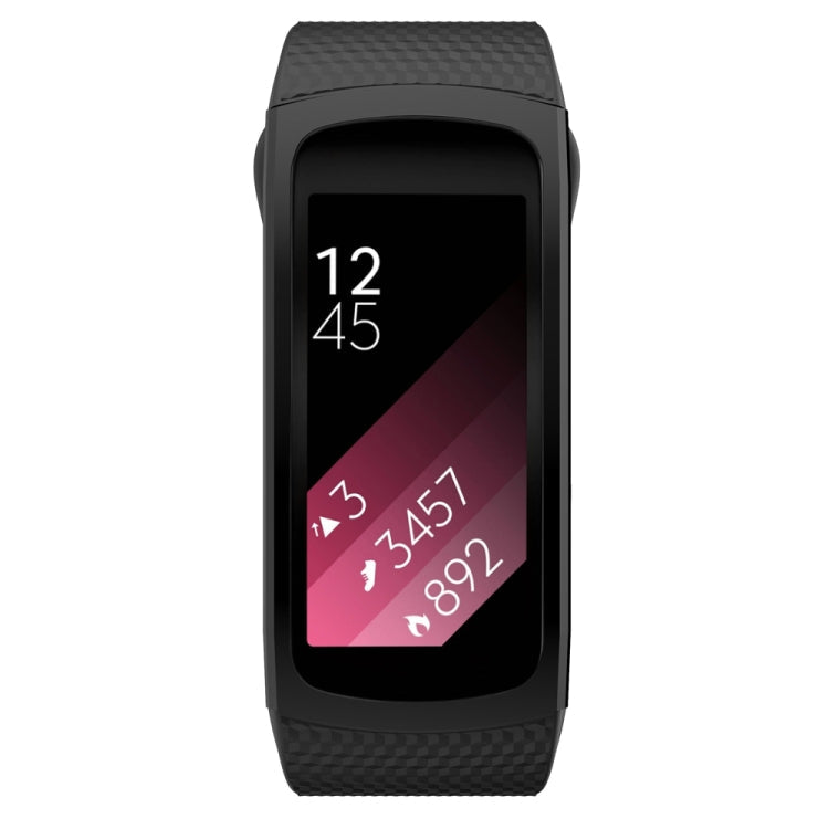 Silicone Watch Band for Samsung Gear Fit2 SM-R360, Wrist Strap Size:126-175mm(Black)