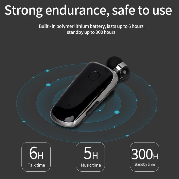 K39 Wireless Bluetooth Headset CSR DSP chip In-Ear Vibrating Alert Wear Clip Hands Free Earphone (Black)