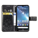Four-leaf Clasp Embossed Buckle Mobile Phone Protection Leather Case with Lanyard & Card Slot & Wallet & Bracket Function for Nokia 2.2(Black)