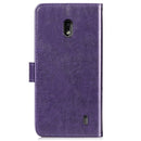 Four-leaf Clasp Embossed Buckle Mobile Phone Protection Leather Case with Lanyard & Card Slot & Wallet & Bracket Function for Nokia 2.2(Purple)