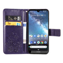 Four-leaf Clasp Embossed Buckle Mobile Phone Protection Leather Case with Lanyard & Card Slot & Wallet & Bracket Function for Nokia 2.2(Purple)