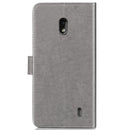 Four-leaf Clasp Embossed Buckle Mobile Phone Protection Leather Case with Lanyard & Card Slot & Wallet & Bracket Function for Nokia 2.2(Gray)